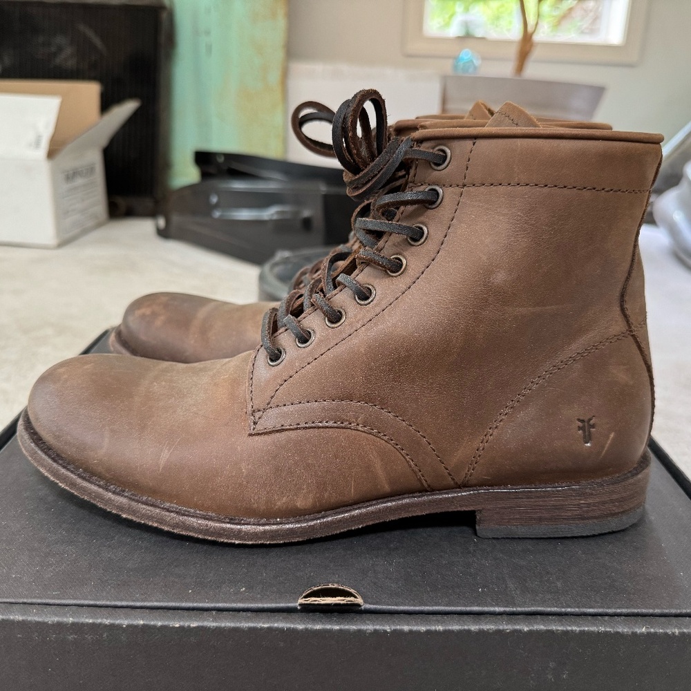 Fyre Tyler Lace Up Boots, Tan Leather, Men's 9.5M